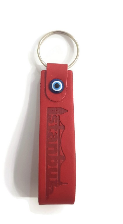 Leather Keychain Evil Eye <br/>11x2,50 cm