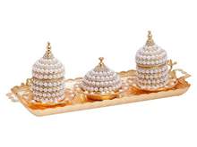 2 PIECES TURKISH COFFEE SET WITH PEARLS